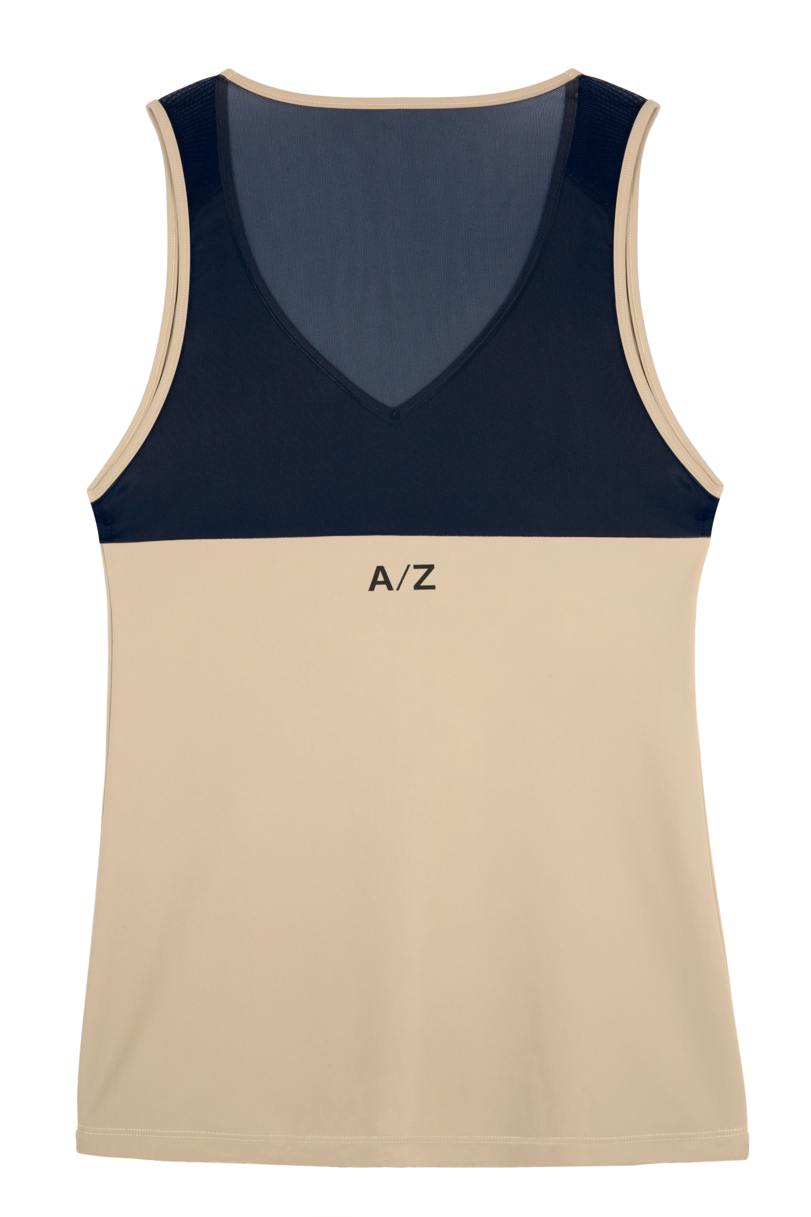 Débardeur beige et bleu marine avec le logo A/Z de la marque AZAR Gang